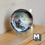 Miniature Ceramic Playing Cats Platter with Metal Stand 1-7/16 inch dia. (style c) - E086