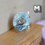 Miniature Ceramic Sailing Boat Platter with Metal Stand 1-7/16 inch dia. (style d) - E086