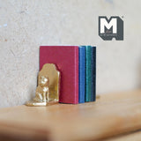 Miniature Cat Bookends Book Stops with 4 Books 9/16 inch tall (metal) (gold) - C036
