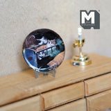 Miniature Ceramic Playing Cats Platter with Metal Stand 1-7/16 inch dia. (style a) - E086