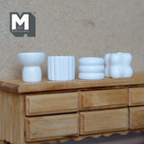 Miniature Sculptural Vases Set of 4 , 1:12 Scale Dollhouse Supplies Garden Flower Vase (resin) (white) - B047