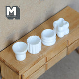 Miniature Sculptural Vases Set of 4 , 1:12 Scale Dollhouse Supplies Garden Flower Vase (resin) (white) - B047
