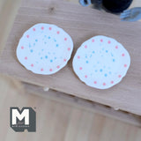 Miniature Large Plate Set of 2 , 1:12 Scale Miniature 1-3/8 inch dia. (resin) (pink / blue) - A061