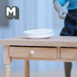 Miniature Oval Plate Set of 2 , 1:12 Scale Dollhouse Supplies Flatware 1-1/8 inch long (resin) (pink / blue) - A061