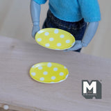 Miniature Oval Plate Set of 2 , 1:12 Scale Dollhouse Supplies Flatware 1-1/8 inch long (resin) (yellow) - A061