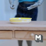 Miniature Oval Plate Set of 2 , 1:12 Scale Dollhouse Supplies Flatware 1-1/8 inch long (resin) (yellow) - A061