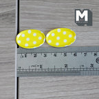 1:12 Scale Miniature Resin Oval Plates, Polka Dot, Set of 2, 1-1/8 inch long, DIY Dollhouse Supply (yellow)
