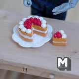Miniature Sponge Cake Layered with Scalloped Flower Plate 1:12 Scale Dollhouse Dessert 15/16 inch dia. (resin) - E026