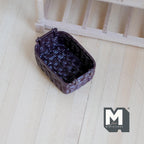 1:12 Scale Miniature Rattan Style Basket with Handles, 1-9/16 inch long, DIY Dollhouse Supply (resin) (dark brown)