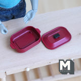 Miniature Roasting Pan with Lid 1:12 Scale Dollhouse Supplies Rectangular Cookware 1-3/8 inch long (metal) (red) - E058