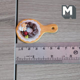 Miniature Wreath Cake on Serving Board 1:12 Scale Dollhouse Supplies Bakery Holiday Cake 1 inch dia. (dark brown) (non edible) - E024