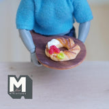 Miniature Wreath Cake on Serving Board 1:12 Scale Dollhouse Supplies Bakery Holiday Cake 1 inch dia. (light brown) (non edible) - E024