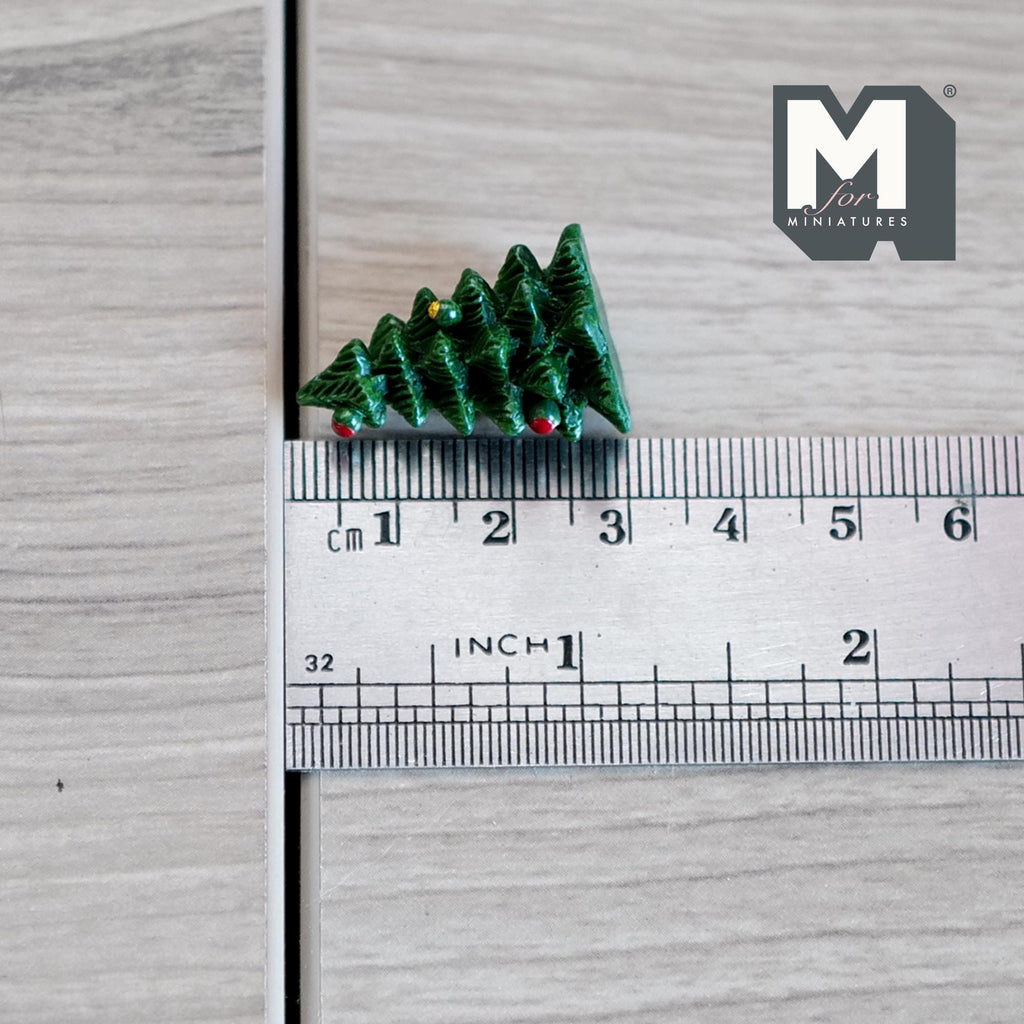 1:12 Scale Miniature Decorated Christmas Tree, Layered Tiers, 1-1/16 inch tall, DIY Dollhouse Supply (resin) (dark green)
