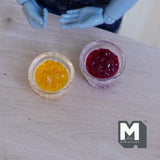 Miniature Fruit Jam in Cups 1:6 Scale Dollhouse Supplies Food 5/8 inch dia.  (yellow / red) - D050