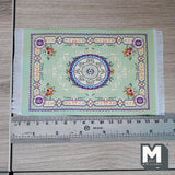 Dollhouse Supplies Persian Style Area Rug 1:12 Scale Miniature Living Room Carpet 6-1/2 inch long (mint green) - Z10
