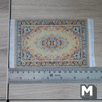 1:12 Scale Miniature Medallion Area Rug with Fringe, 6-7/16 inch long, DIY Dollhouse Supply (beige)