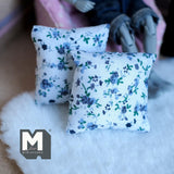 Miniature Floral Style Cushion Set of 2 1-5/8 inch wide (blue) - D010