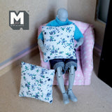 Miniature Floral Style Cushion Set of 2 1-5/8 inch wide (blue) - D010