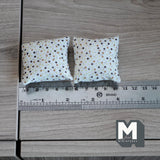 Miniature Mixed Color Dots Cushion Set of 2 1-5/8 inch wide (brown / green) - D010