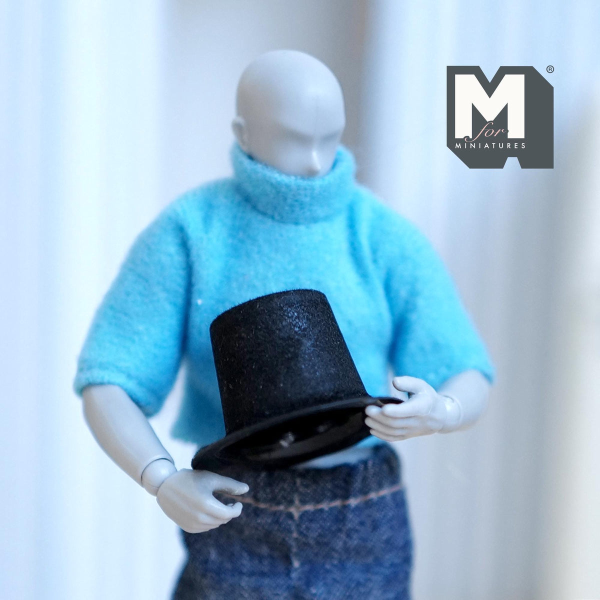 1:12 Scale Miniature Top Hat, 11/16 inch tall, DIY Dollhouse Supply (black)