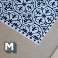 1:12 Scale Miniature Printed Area Rug Sheet, Black and White Geometric Tile Pattern, 8-11/16 inch long, DIY Dollhouse Supply