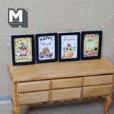 Dollhouse Autumn Themed Fall Wall Art 1:12 Scale Miniature Wood Framed Prints Set of 4 , 1-9/16 inch tall - F032