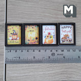 Dollhouse Autumn Themed Fall Wall Art 1:12 Scale Miniature Wood Framed Prints Set of 4 , 1-9/16 inch tall - F032