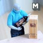 1:12 Scale Miniature Bamboo Wine Crate with Large Wine Bottle, Sliding Lid, 2-3/16 inch long, DIY Dollhouse Supply