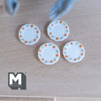 1:12 Scale Miniature Saucers with Dot Pattern Rim, Set of 4, 1/2 inch dia., DIY Dollhouse Supply (white)