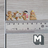 Miniature Christmas Cookies Dollhouse Accessories Gingerbread Cookie Set of 4 , 13/16 inch long  (non edible) - G019