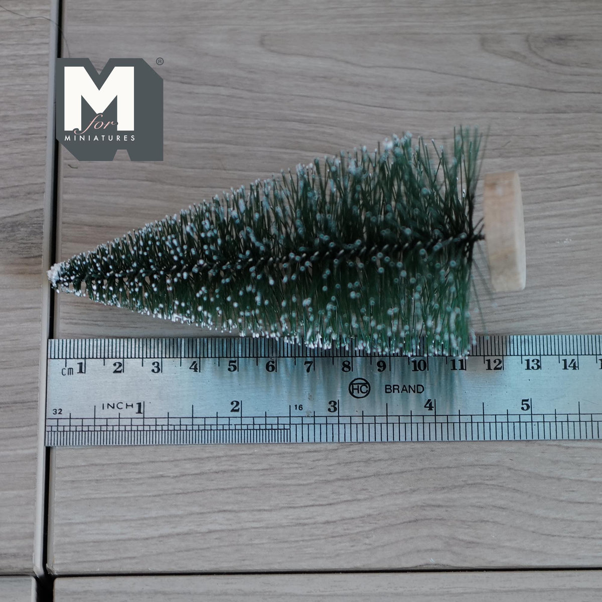 1:12 Scale Miniature Snowy Bottle Brush Christmas Tree, Wood Base, 3-3/4 inch tall, DIY Dollhouse Supply
