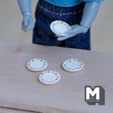 Dollhouse Saucers Cup Plates 1:12 Scale Miniature Plates Set of 4 , 1/2 inch dia. - A050