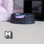 1:12 Scale Miniature Cat Bed, Wicker Look with Gingham Cushion, 1-7/8 inch long, DIY Dollhouse Supply (black and pink)