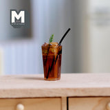 Dollhouse Miniature Iced Tea Beverage with Straw and Garnish Large Size - E094