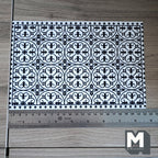 1:12 Scale Miniature Printed Area Rug Sheet, Black and White Geometric Tile Pattern, 8-11/16 inch long, DIY Dollhouse Supply