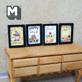 1:12 Scale Miniature Wood Framed Autumn Wall Art Prints, Set of 4, 1-9/16 inch tall, DIY Dollhouse Supply