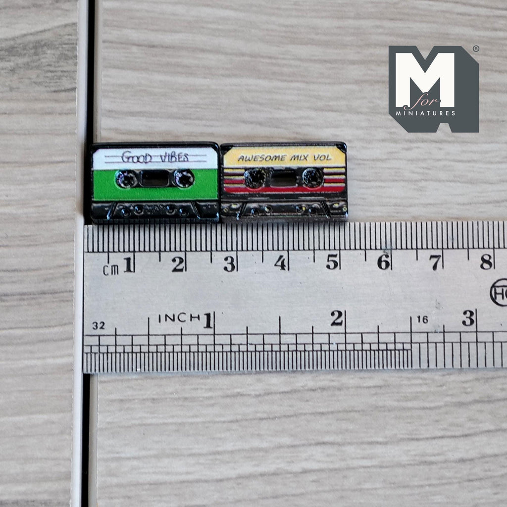 1:4 Scale Miniature Cassette Tapes, Set of 2, 1 inch long, DIY Dollhouse Supply