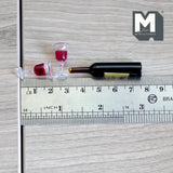 Miniature Wine Bottle and Glasses Set of 2 , 1:12 Scale Dollhouse Wine Bottle and Glasses (plastic) - B032