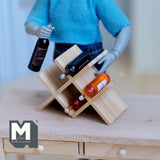 Dollhouse Miniature Wine Rack Set with 4 Wine Bottles 1:12 Scale Set - B022