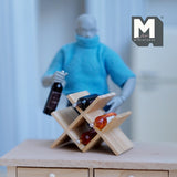 Dollhouse Miniature Wine Rack Set with 4 Wine Bottles 1:12 Scale Set - B022