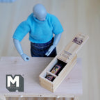 1:12 Scale Miniature Bamboo Wine Crate with Large Wine Bottle, Sliding Lid, 2-3/16 inch long, DIY Dollhouse Supply
