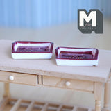 Dollhouse Printed Food Trays Set of 2 , 1:12 Scale 1-3/8 inch long (resin) - E046