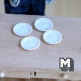 Dollhouse Round Plates 1:12 Scale Miniature Plates Set of 4 , 9/16 inch dia. - A050