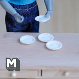 Dollhouse Round Plates 1:12 Scale Miniature Plates Set of 4 , 9/16 inch dia. - A050
