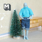 1:12 Scale Miniature Snowy Bottle Brush Christmas Tree, Wood Base, 3-3/4 inch tall, DIY Dollhouse Supply