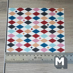 Tapis miniature imprimé à motif argyle, échelle 1:12, accents à pois, 15,9 cm de long, fourniture pour maison de poupée DIY