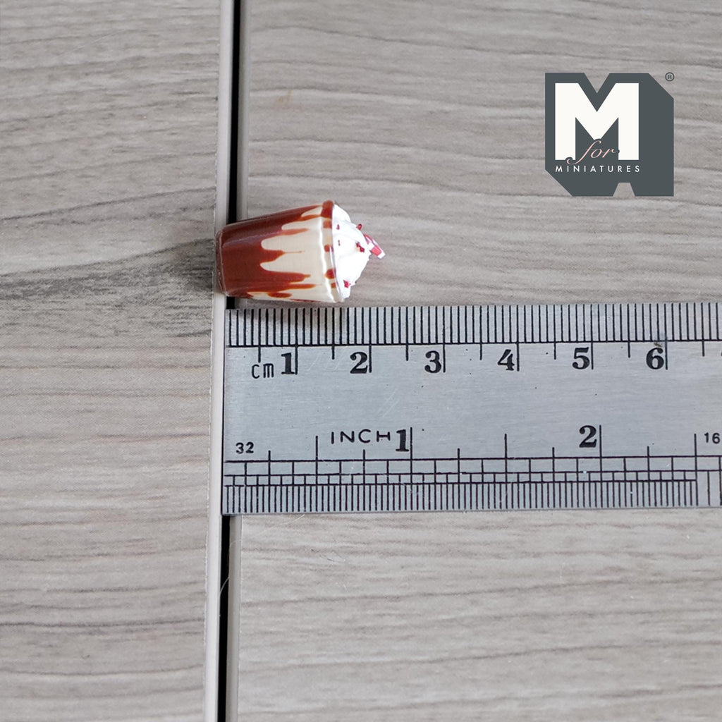 1:12 Scale Miniature Hot Chocolate with Whipped Cream and Candy Cane, Large, 7/8 inch tall, DIY Dollhouse Supply