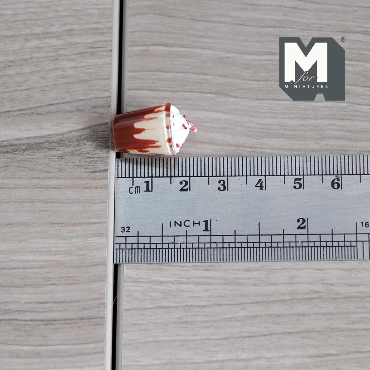1:12 Scale Miniature Hot Chocolate with Whipped Cream and Candy Cane, Large, 7/8 inch tall, DIY Dollhouse Supply