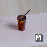 Dollhouse Miniature Iced Tea Beverage with Straw and Garnish Large Size - E094