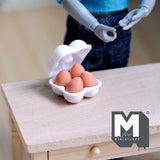 Miniature 4 Eggs in Carton Dollhouse Kitchen Accessories (non edible) - E048